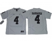 Youth Michigan Wolverines #4 Jim Harbaugh Gridiron Gray II Jordan Brand Stitched NCAA Jersey