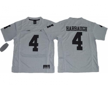 Youth Michigan Wolverines #4 Jim Harbaugh Gridiron Gray II Jordan Brand Stitched NCAA Jersey