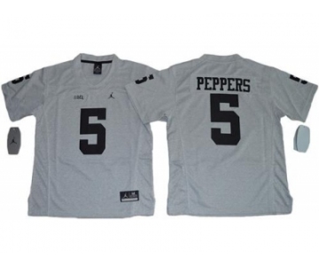 Youth Michigan Wolverines #5 Jabrill Peppers Gridiron Gray II Jordan Brand Stitched NCAA Jersey