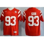 Nebraska Cornhuskers #93 Ndamukong Suh Red NCAA Jerseys