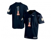 2016 US Flag Fashion 2015 Under Armour Mens' Norte Dame Fighting Irish #1 Fan College Football Jersey - Navy Blue