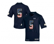 2016 US Flag Fashion 2015 Under Armour Mens' Norte Dame Fighting Irish #5 Shamrock Series College Football Jersey - Navy Blue