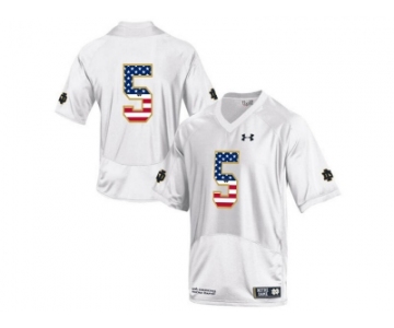 2016 US Flag Fashion 2015 Under Armour Mens' Norte Dame Fighting Irish #5 Shamrock Series College Football Jersey - White