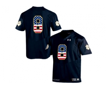 2016 US Flag Fashion 2015 Under Armour Mens' Norte Dame Fighting Irish #8 College Football Jersey - Navy Blue