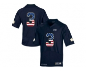 2016 US Flag Fashion 2015 Under Armour Men's Norte Dame Fighting Irish Joe Montana #3 Shamrock Series College Football Jersey - Blue