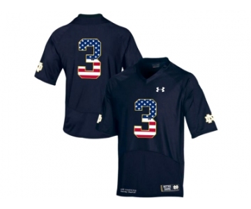 2016 US Flag Fashion 2015 Under Armour Men's Norte Dame Fighting Irish Joe Montana #3 Shamrock Series College Football Jersey - Blue