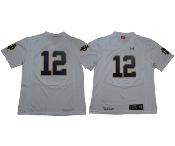 Fighting Irish #12 Ian Book White Limited Stitched NCAA Jersey