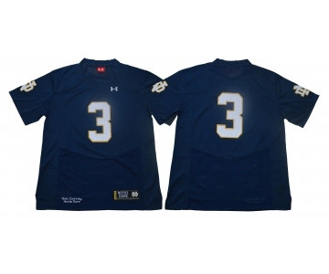 Notre Dame Fighting Irish #3 Blue Under Armour College Football Jersey