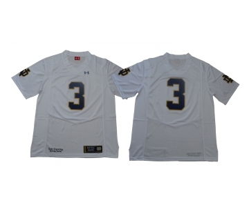 Notre Dame Fighting Irish #3 White Under Armour College Football Jersey