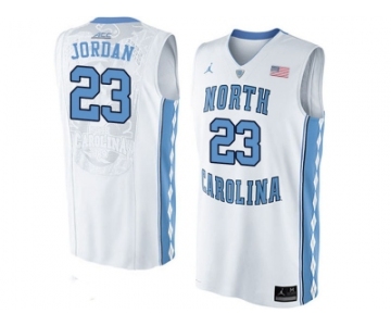 2016 Men's North Carolina Tar Heels Michael Jordan #23 College Basketball Jersey - White