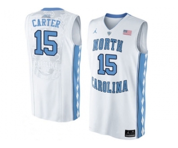 2016 Men's North Carolina Tar Heels Vince Carter #15 College Basketball Jersey - White