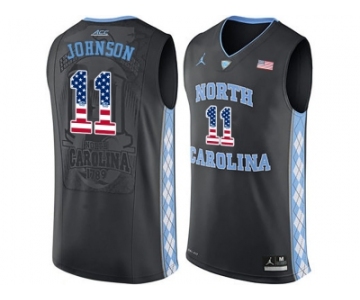 2016 US Flag Fashion 2016 Men's North Carolina Tar Heels Brice Johnson #11 College Basketball Jersey - Black