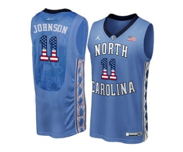 2016 US Flag Fashion 2016 Men's North Carolina Tar Heels Brice Johnson #11 College Basketball Jersey - Blue