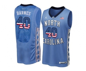 2016 US Flag Fashion 2016 Men's North Carolina Tar Heels Harrison Barnes #40 College Basketball Jersey - Blue