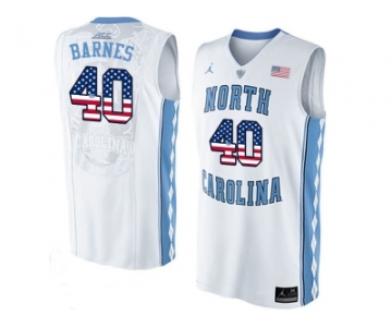 2016 US Flag Fashion 2016 Men's North Carolina Tar Heels Harrison Barnes #40 College Basketball Jersey - White