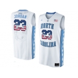 2016 US Flag Fashion 2016 Men's North Carolina Tar Heels Michael Jordan #23 College Basketball Jersey - White