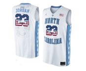 2016 US Flag Fashion 2016 Men's North Carolina Tar Heels Michael Jordan #23 College Basketball Jersey - White