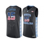 2016 US Flag Fashion 2016 Men's North Carolina Tar Heels Vince Carter #15 College Basketball Jersey - Black