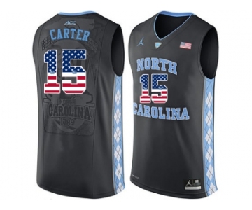 2016 US Flag Fashion 2016 Men's North Carolina Tar Heels Vince Carter #15 College Basketball Jersey - Black