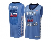 2016 US Flag Fashion 2016 Men's North Carolina Tar Heels Vince Carter #15 College Basketball Jersey - Blue