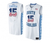 2016 US Flag Fashion 2016 Men's North Carolina Tar Heels Vince Carter #15 College Basketball Jersey - White