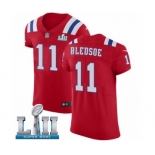 Men's Nike New England Patriots #11 Drew Bledsoe Red Alternate Vapor Untouchable Elite Player Super Bowl LII NFL Jersey