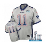 Men's Nike New England Patriots #11 Julian Edelman Elite Grey Drift Fashion Super Bowl LII NFL Jersey