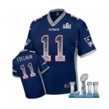 Men's Nike New England Patriots #11 Julian Edelman Elite Navy Blue Drift Fashion Super Bowl LII NFL Jersey