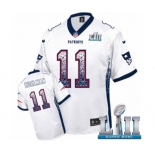 Men's Nike New England Patriots #11 Julian Edelman Elite White Drift Fashion Super Bowl LII NFL Jersey