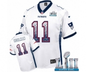 Men's Nike New England Patriots #11 Julian Edelman Elite White Drift Fashion Super Bowl LII NFL Jersey