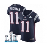 Men's Nike New England Patriots #11 Julian Edelman Navy Blue Team Color Vapor Untouchable Elite Player Super Bowl LII NFL Jersey