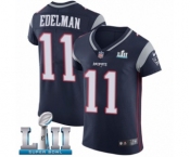 Men's Nike New England Patriots #11 Julian Edelman Navy Blue Team Color Vapor Untouchable Elite Player Super Bowl LII NFL Jersey