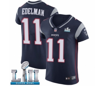 Men's Nike New England Patriots #11 Julian Edelman Navy Blue Team Color Vapor Untouchable Elite Player Super Bowl LII NFL Jersey