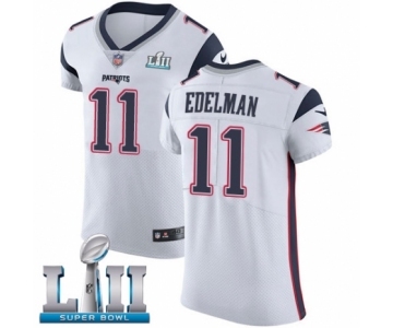 Men's Nike New England Patriots #11 Julian Edelman White Vapor Untouchable Elite Player Super Bowl LII NFL Jersey