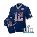 Men's Nike New England Patriots #12 Tom Brady Elite Navy Blue Drift Fashion Super Bowl LII NFL Jersey