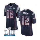 Men's Nike New England Patriots #12 Tom Brady Elite Navy Blue Home Drift Fashion Super Bowl LII NFL Jersey