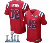 Men's Nike New England Patriots #12 Tom Brady Elite Red Alternate Drift Fashion Super Bowl LII NFL Jersey