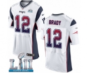 Men's Nike New England Patriots #12 Tom Brady Elite White Road Drift Fashion Super Bowl LII NFL Jersey