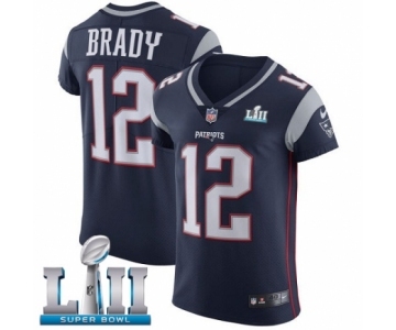 Men's Nike New England Patriots #12 Tom Brady Navy Blue Team Color Vapor Untouchable Elite Player Super Bowl LII NFL Jersey