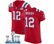 Men's Nike New England Patriots #12 Tom Brady Red Alternate Vapor Untouchable Elite Player Super Bowl LII NFL Jersey