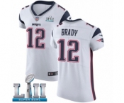 Men's Nike New England Patriots #12 Tom Brady White Vapor Untouchable Elite Player Super Bowl LII NFL Jersey