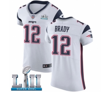 Men's Nike New England Patriots #12 Tom Brady White Vapor Untouchable Elite Player Super Bowl LII NFL Jersey