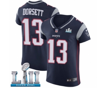 Men's Nike New England Patriots #13 Phillip Dorsett Navy Blue Team Color Vapor Untouchable Elite Player Super Bowl LII NFL Jersey