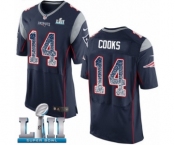 Men's Nike New England Patriots #14 Brandin Cooks Elite Navy Blue Home Drift Fashion Super Bowl LII NFL Jersey