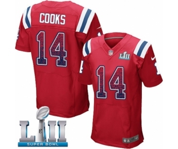 Men's Nike New England Patriots #14 Brandin Cooks Elite Red Alternate Drift Fashion Super Bowl LII NFL Jersey