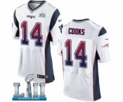 Men's Nike New England Patriots #14 Brandin Cooks Elite White Road Drift Fashion Super Bowl LII NFL Jersey