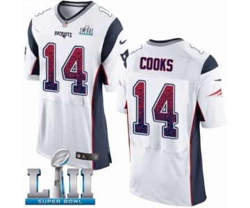 Men's Nike New England Patriots #14 Brandin Cooks Elite White Road Drift Fashion Super Bowl LII NFL Jersey