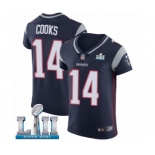 Men's Nike New England Patriots #14 Brandin Cooks Navy Blue Team Color Vapor Untouchable Elite Player Super Bowl LII NFL Jersey