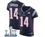 Men's Nike New England Patriots #14 Steve Grogan Navy Blue Team Color Vapor Untouchable Elite Player Super Bowl LII NFL Jersey