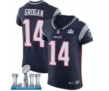 Men's Nike New England Patriots #14 Steve Grogan Navy Blue Team Color Vapor Untouchable Elite Player Super Bowl LII NFL Jersey